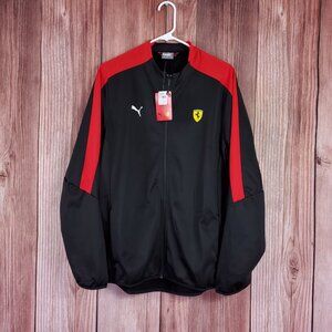 NWT Puma Ferrari Mens Medium SF T7 Track Jacket Full Zip Black Red 576701 02